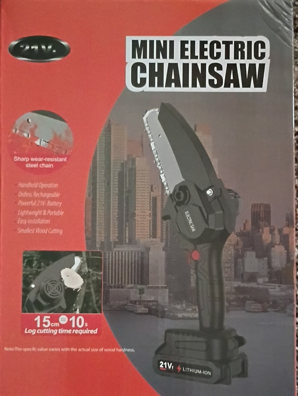 Mini Electric Chainsaw 21V Lithium-Ion Cordless - Black